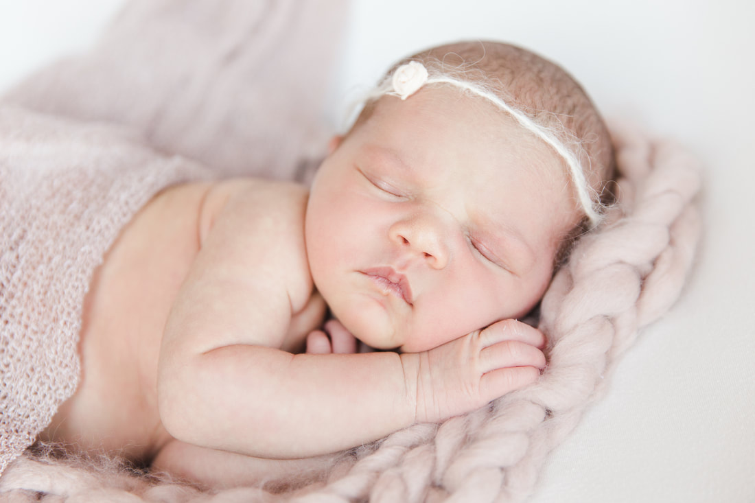 newborn baby girl styled photo shoot, natural colors, pastel pink Picture